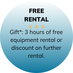 The icon displays the advantage of free rental upon the completion of kitesurfing course with FOXY WIND Kite School